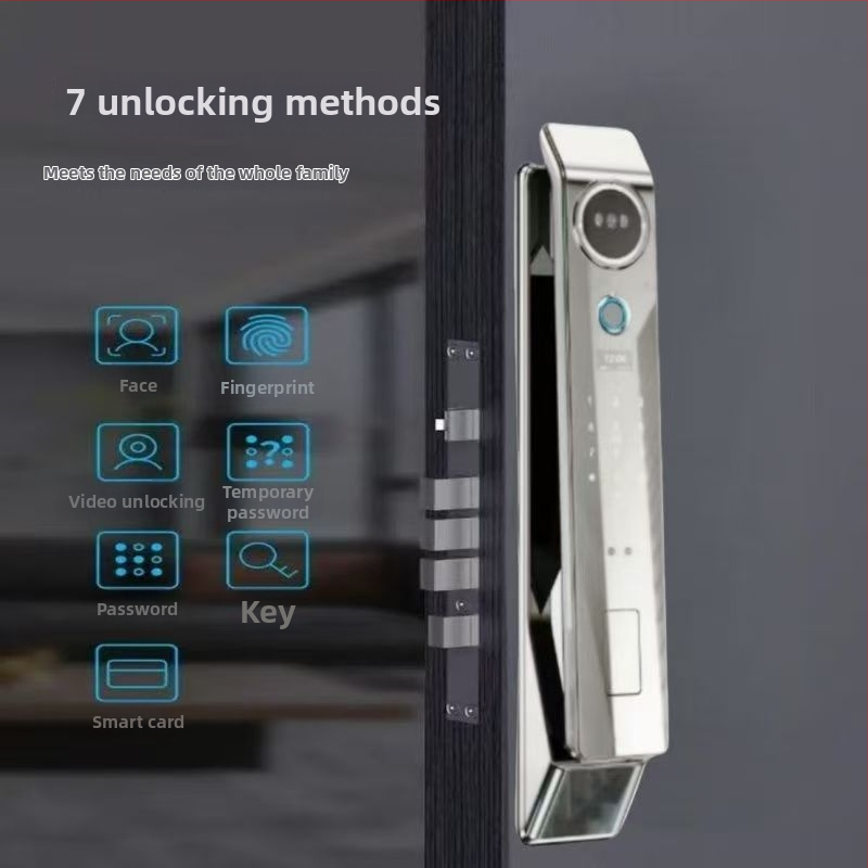 Încuietoare inteligentă pentru ușă de intrare, model H3, stocare amprente 50, scanare <1s, peste 5000 de deblocări, -20°C până la 50°C, recunoaștere facială