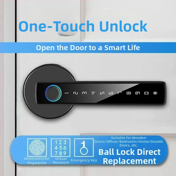 Încuietoare inteligentă pentru uși D1 — până la 50 amprente, scanare <0,25 s, >3.000.000 de deblocări, alimentare DC, temperatură de funcționare -20 la 60°C, umiditate 10–90%