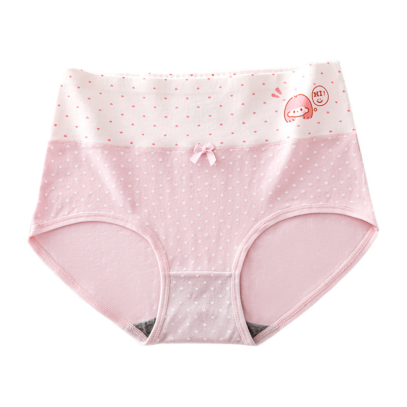 Lányoknak készült pamut alsónemű, középmagas derék, lélegző és antibakteriális, sima szövésű; fő anyag 95–100% pamut; vállt/ka; 100% pamut a váltó részen