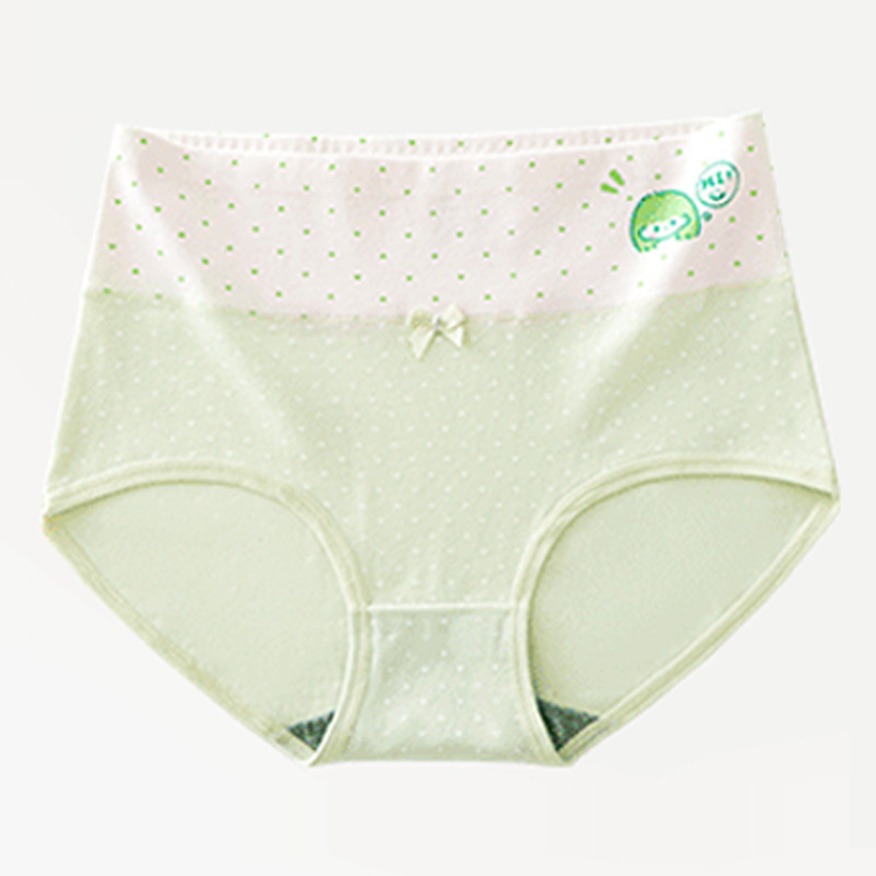 Lányoknak készült pamut alsónemű, középmagas derék, lélegző és antibakteriális, sima szövésű; fő anyag 95–100% pamut; vállt/ka; 100% pamut a váltó részen