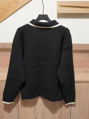 Muški pleteni kardigan s dvostrukim zatvaračem, gradski stil, dugi rukavi, ravni kroj, 90% poliester
