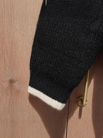 Muški pleteni kardigan s dvostrukim zatvaračem, gradski stil, dugi rukavi, ravni kroj, 90% poliester