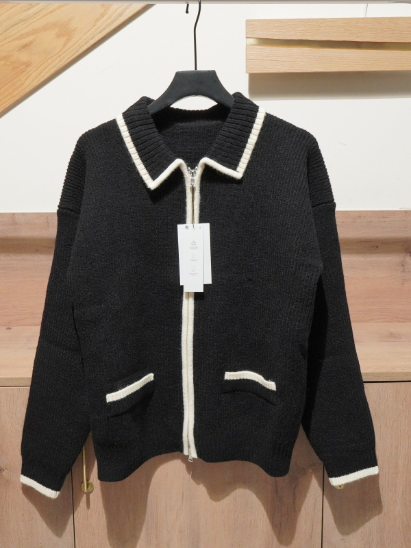 Muški pleteni kardigan s dvostrukim zatvaračem, gradski stil, dugi rukavi, ravni kroj, 90% poliester