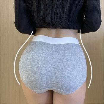 Ženske hlače od pamuka s visokim strukom i konturom trbuha, prozračne, antibakterijske, 7A pamuk s rebrastim platnom