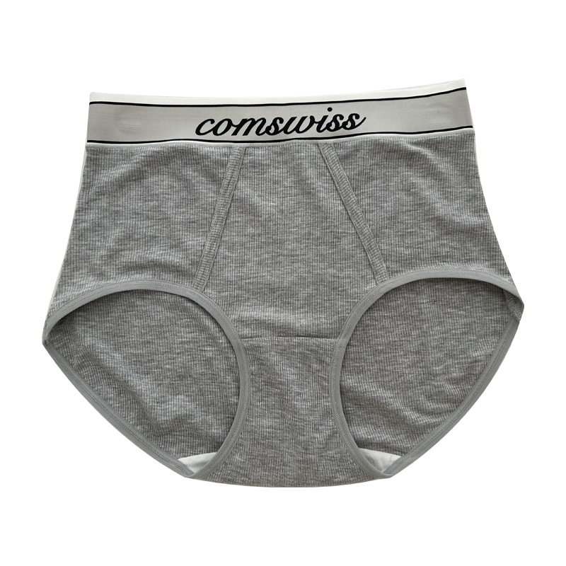 Ženske hlače od pamuka s visokim strukom i konturom trbuha, prozračne, antibakterijske, 7A pamuk s rebrastim platnom