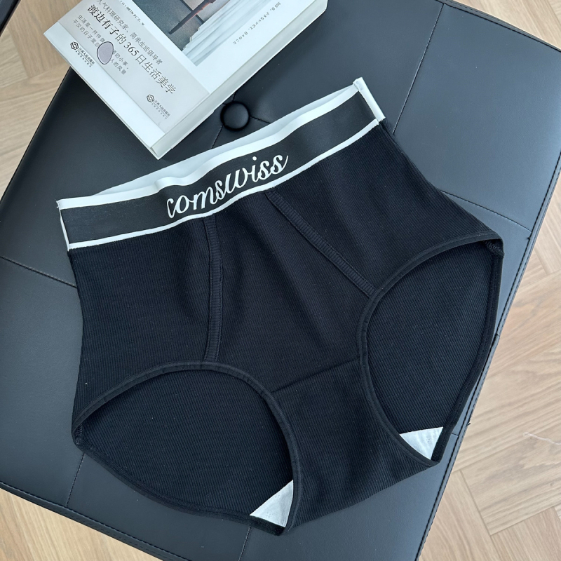 Ženske hlače od pamuka s visokim strukom i konturom trbuha, prozračne, antibakterijske, 7A pamuk s rebrastim platnom