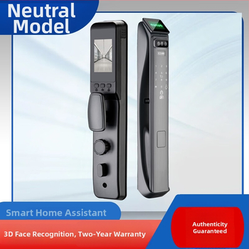 Încuietoare inteligentă pentru ușă cu amprentă, recunoaștere facială 3D și vizor - 50 de amprente stocate, scanare <0.1 s, verificare 1:N, deblocare cu parolă de la distanță