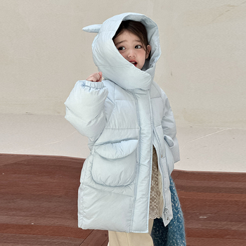 Dječja jakna s punjenjem od bijelog patkinog downa, debela, vanjski najlon, podstava poliester, za djecu 3–8 godina