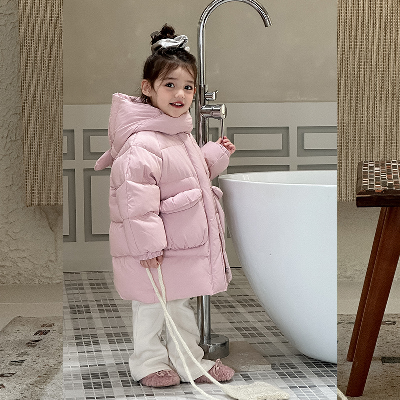 Dječja jakna s punjenjem od bijelog patkinog downa, debela, vanjski najlon, podstava poliester, za djecu 3–8 godina