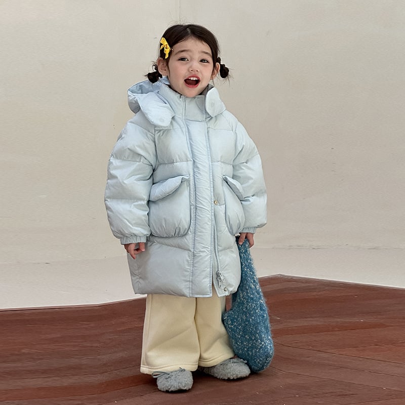 Dječja jakna s punjenjem od bijelog patkinog downa, debela, vanjski najlon, podstava poliester, za djecu 3–8 godina