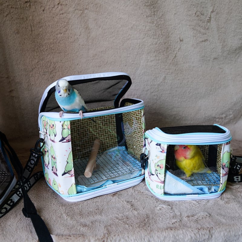 Cușcă portabilă pentru papagal cu curea – respirabilă, transparentă, tavă vizibilă și detașabilă; Material: plastic, poliester; Brand: Dong wow; Potrivit pentru păsări de companie