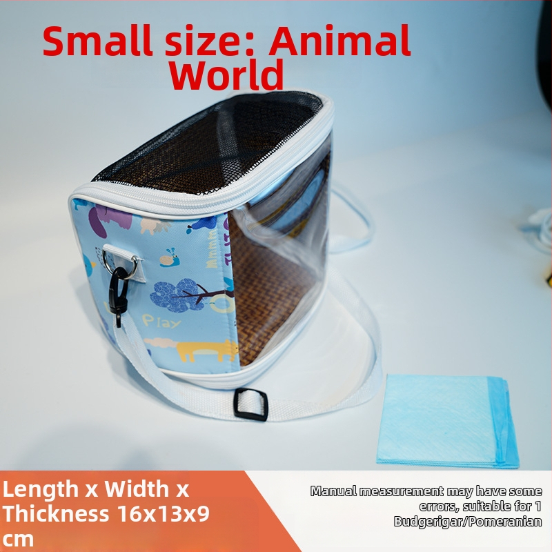 Cușcă portabilă pentru papagal cu curea – respirabilă, transparentă, tavă vizibilă și detașabilă; Material: plastic, poliester; Brand: Dong wow; Potrivit pentru păsări de companie