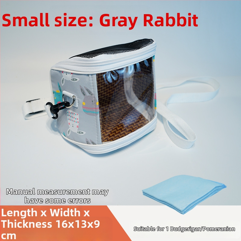 Cușcă portabilă pentru papagal cu curea – respirabilă, transparentă, tavă vizibilă și detașabilă; Material: plastic, poliester; Brand: Dong wow; Potrivit pentru păsări de companie