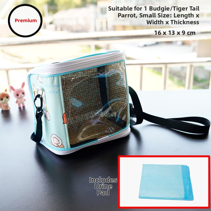 Cușcă portabilă pentru papagal cu curea – respirabilă, transparentă, tavă vizibilă și detașabilă; Material: plastic, poliester; Brand: Dong wow; Potrivit pentru păsări de companie