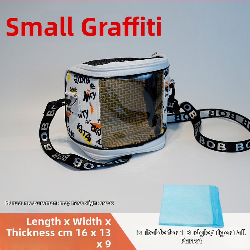 Cușcă portabilă pentru papagal cu curea – respirabilă, transparentă, tavă vizibilă și detașabilă; Material: plastic, poliester; Brand: Dong wow; Potrivit pentru păsări de companie