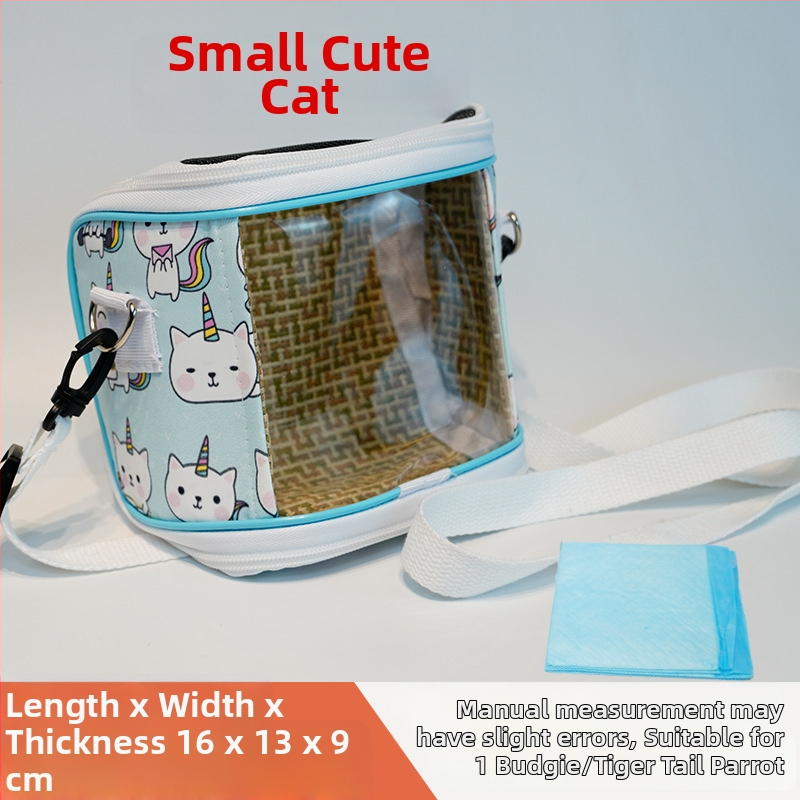 Cușcă portabilă pentru papagal cu curea – respirabilă, transparentă, tavă vizibilă și detașabilă; Material: plastic, poliester; Brand: Dong wow; Potrivit pentru păsări de companie