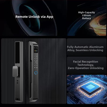 Încuietoare cu amprentă pentru exterior, încuietoare electronică cu parolă pentru uși glisante, blocare inteligentă cu aplicație, margine îngustă, impermeabilă, 100 de amprente stocate, scanare <1s, rată de recunoaștere falsă <1%, alimentare AC