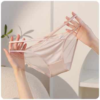 Ženske gaćice od mrežastog najlona s pamukom u preponkom dijelu, prozračne, antibakterijske, niski struk, pletene