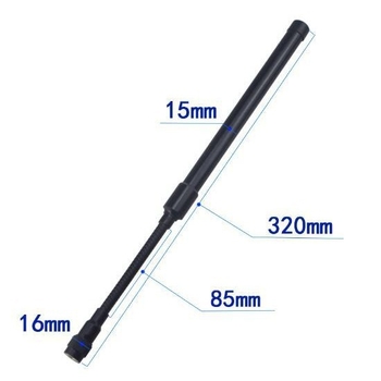 Goose Tube antena CS Tactical za UV-5R, UV-82, UV-9R PLUS, UV-XR, VX-6R i W; raspon 5-10 km; teoretska udaljenost 5-10 km; bez baterije; otporna na padove