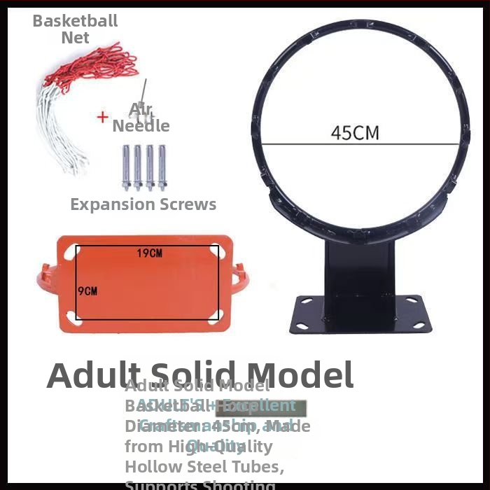 Falihoz erősített vasból készült kosárlabda gyűrű, kültéri és otthoni használatra, kosárkeret.