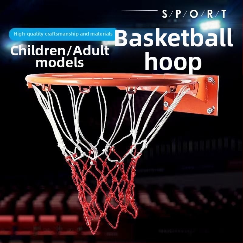Falihoz erősített vasból készült kosárlabda gyűrű, kültéri és otthoni használatra, kosárkeret.