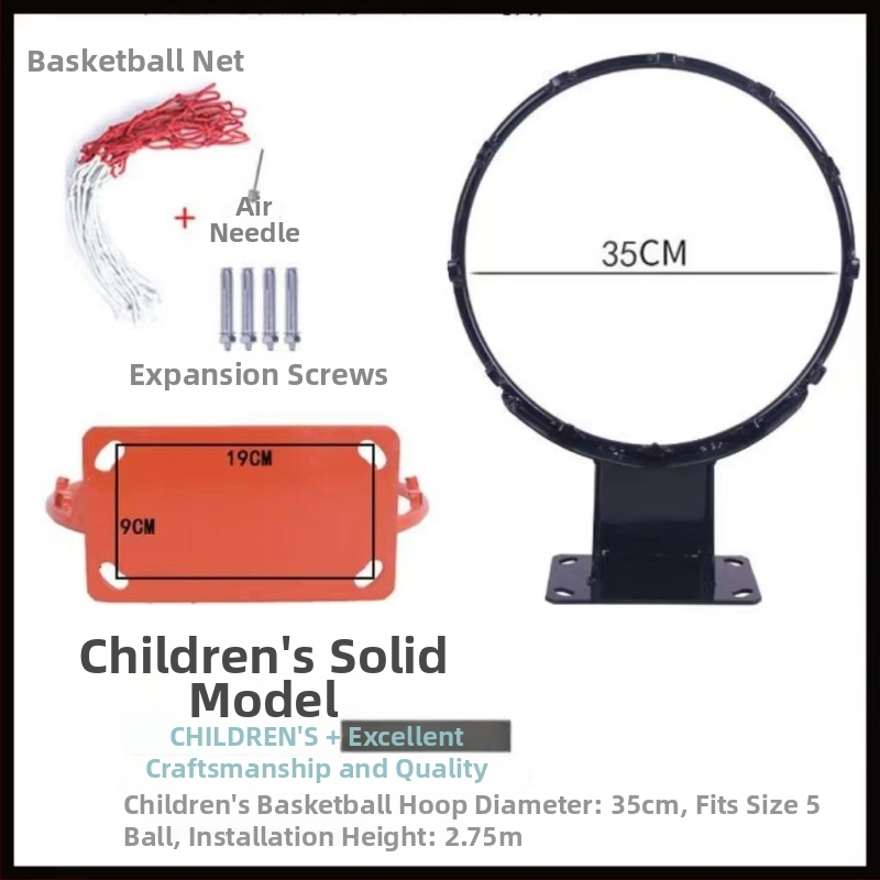 Falihoz erősített vasból készült kosárlabda gyűrű, kültéri és otthoni használatra, kosárkeret.