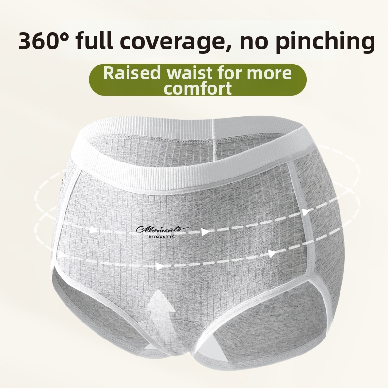 Chiloți femei din bumbac cu talie înaltă, antibacteriali, respirabili, cu croială extinsă