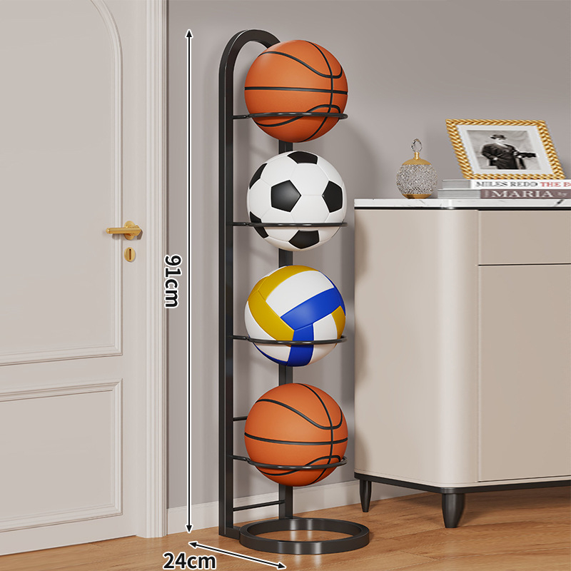 Otthon használatra készült összecsukható golyóállvány szénacélból, alkalmas kosárlabda-, futball- és egyéb labdákhoz | Márka: Evesigar/Isijia