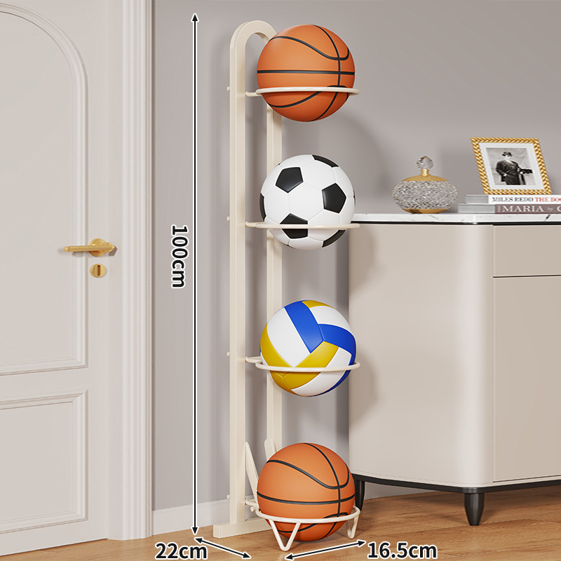 Otthon használatra készült összecsukható golyóállvány szénacélból, alkalmas kosárlabda-, futball- és egyéb labdákhoz | Márka: Evesigar/Isijia