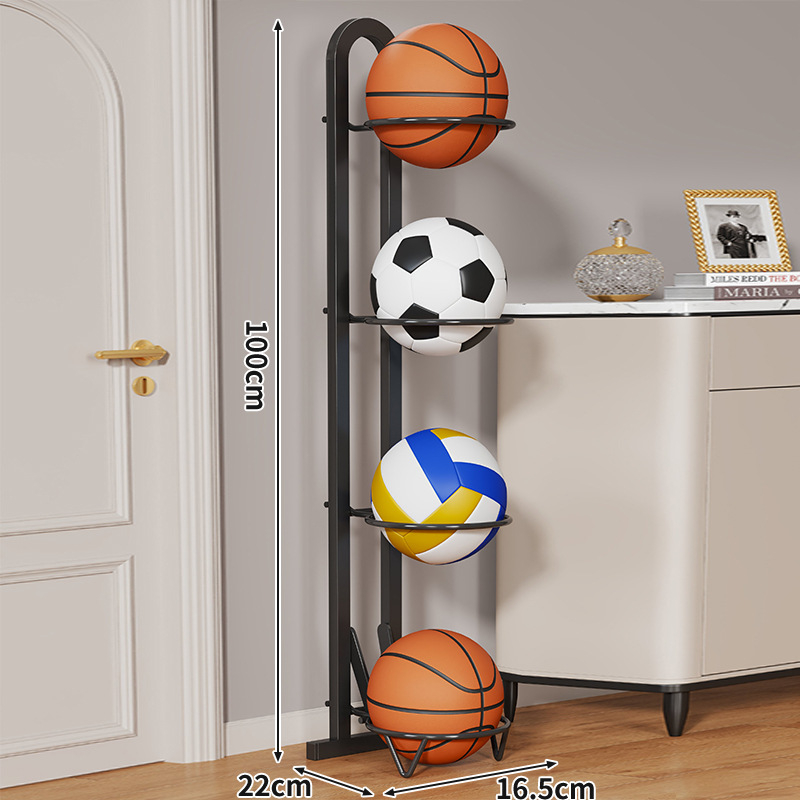 Otthon használatra készült összecsukható golyóállvány szénacélból, alkalmas kosárlabda-, futball- és egyéb labdákhoz | Márka: Evesigar/Isijia