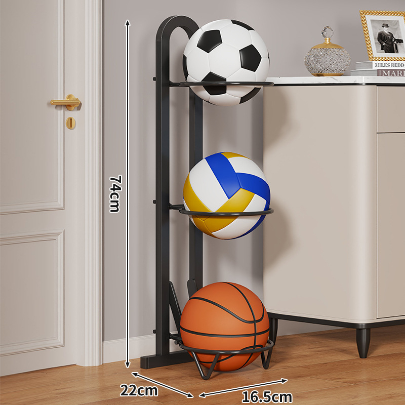 Otthon használatra készült összecsukható golyóállvány szénacélból, alkalmas kosárlabda-, futball- és egyéb labdákhoz | Márka: Evesigar/Isijia