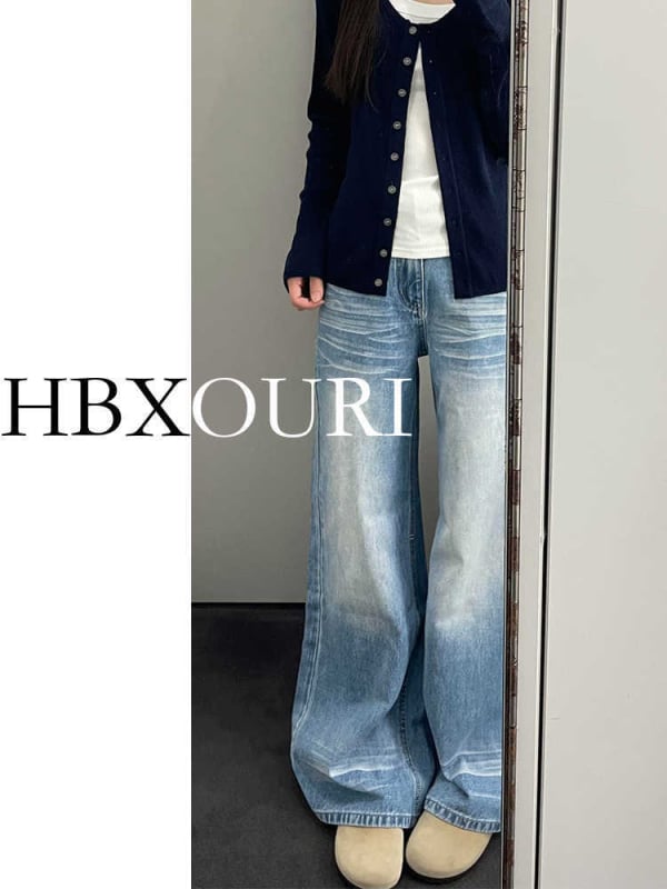 Дамски дънки с широки крачоли, висок талия, деним, дебел плат, есен 2025
