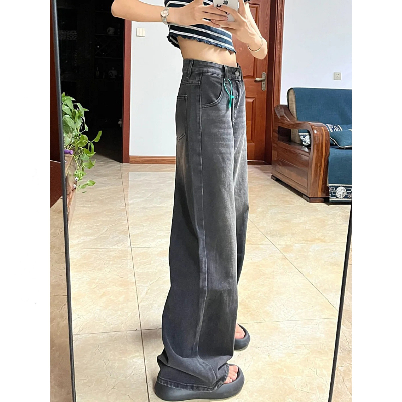 Дамски дънки с широки крачоли, висок талия, деним, дебел плат, есен 2025