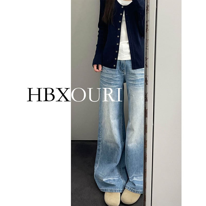 Дамски дънки с широки крачоли, висок талия, деним, дебел плат, есен 2025