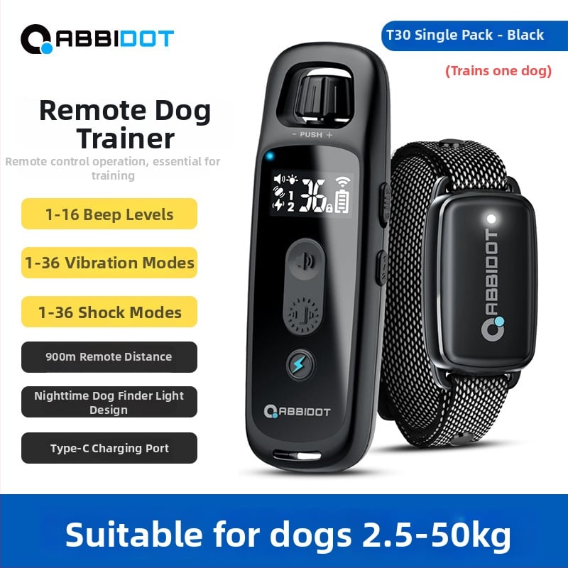 ABBIDOT Τηλεχειριζόμενος ηλεκτρικός κολάρος εκπαίδευσης σκύλων — συσκευή εκπαίδευσης και αντί-γαβγίσματος, πολυεστέρας