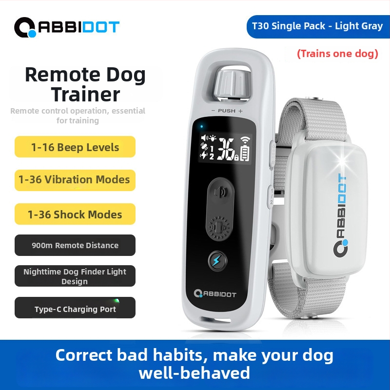 ABBIDOT Τηλεχειριζόμενος ηλεκτρικός κολάρος εκπαίδευσης σκύλων — συσκευή εκπαίδευσης και αντί-γαβγίσματος, πολυεστέρας