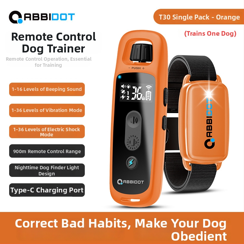 ABBIDOT Τηλεχειριζόμενος ηλεκτρικός κολάρος εκπαίδευσης σκύλων — συσκευή εκπαίδευσης και αντί-γαβγίσματος, πολυεστέρας