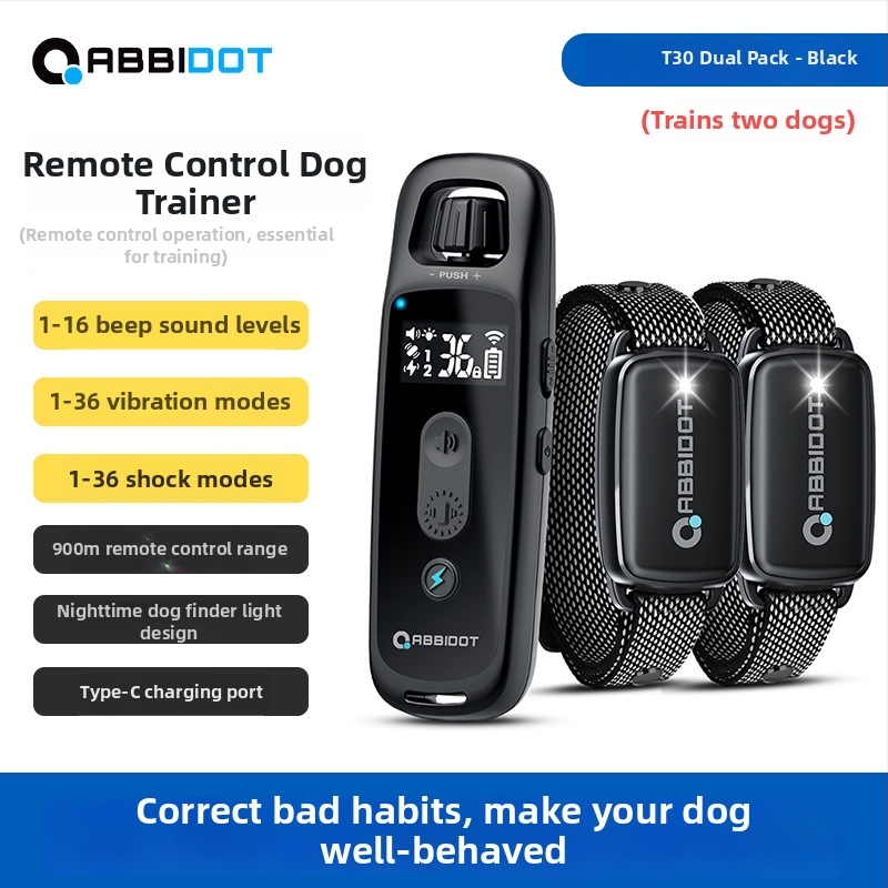 ABBIDOT Τηλεχειριζόμενος ηλεκτρικός κολάρος εκπαίδευσης σκύλων — συσκευή εκπαίδευσης και αντί-γαβγίσματος, πολυεστέρας