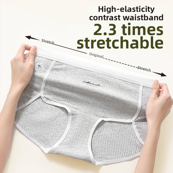 Chiloți de damă din bumbac, talie înaltă, respirabili, antibacteriali, căptușeală 100% din bumbac