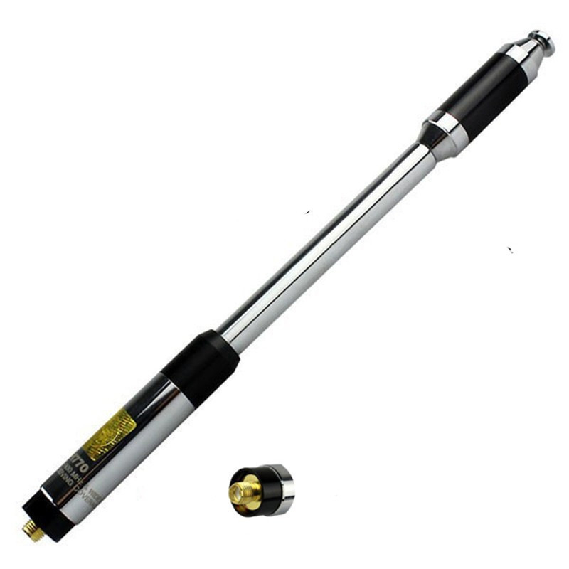 RH770 antena, raspon 144/430 MHz, impedancija 50 Ω, domet 1,5–3 km