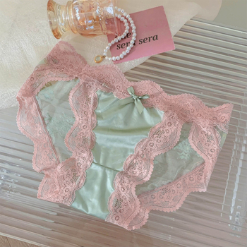 Chiloți brocart cu funda Bowknot, talie medie, material tricotat