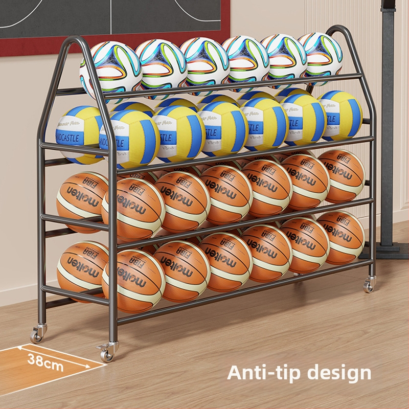 Mobilný stojan na uskladnenie loptičiek pre telocvičňu – karbónová oceľ, značka Evesigar/Isijia, vhodné pre basketbal, volejbal, futbal