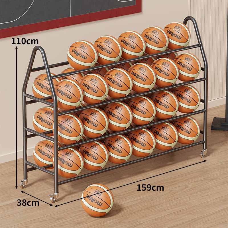 Mobil labdatároló állvány tornaterembe – szénacél keret, Evesigar/Isijia márka, kosárlabda, röplabda és futball számára