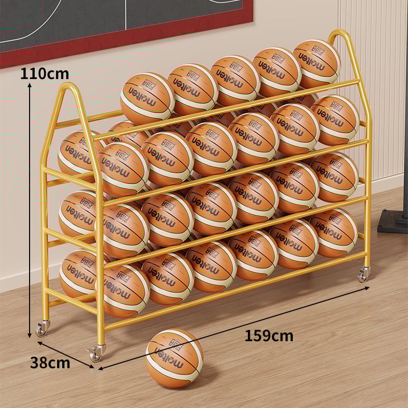 Mobil labdatároló állvány tornaterembe – szénacél keret, Evesigar/Isijia márka, kosárlabda, röplabda és futball számára