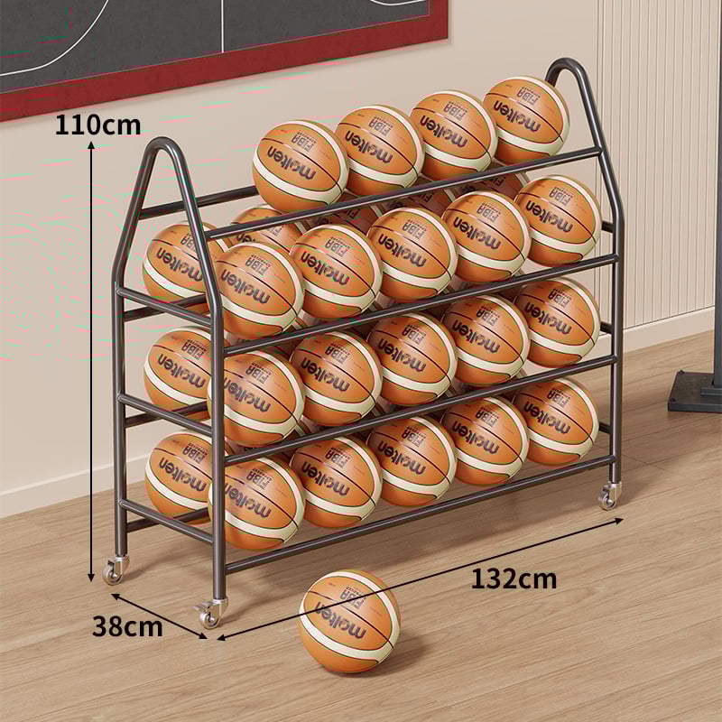 Mobil labdatároló állvány tornaterembe – szénacél keret, Evesigar/Isijia márka, kosárlabda, röplabda és futball számára