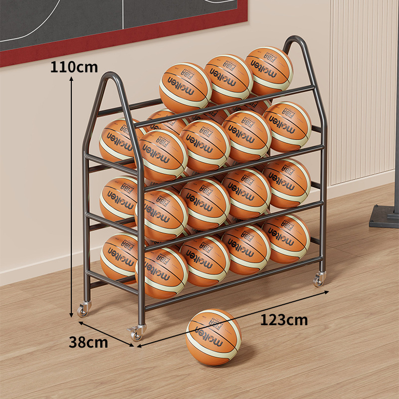 Mobil labdatároló állvány tornaterembe – szénacél keret, Evesigar/Isijia márka, kosárlabda, röplabda és futball számára