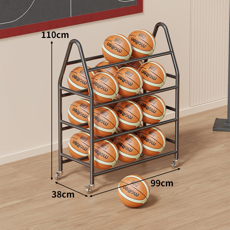 Mobil labdatároló állvány tornaterembe – szénacél keret, Evesigar/Isijia márka, kosárlabda, röplabda és futball számára