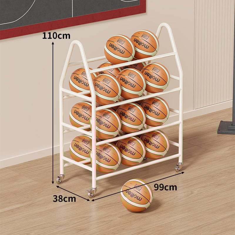 Mobil labdatároló állvány tornaterembe – szénacél keret, Evesigar/Isijia márka, kosárlabda, röplabda és futball számára