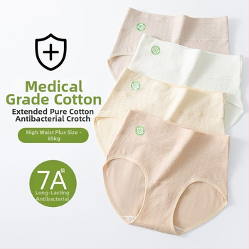 Chiloți pentru femei din bumbac, talie înaltă, antibacteriali, respirabili, cu controlul abdomenului, model jacquard; compoziția principală 95–100% bumbac, căptușeală 100% bumbac