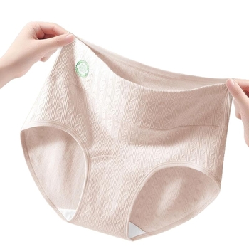Chiloți pentru femei din bumbac, talie înaltă, antibacteriali, respirabili, cu controlul abdomenului, model jacquard; compoziția principală 95–100% bumbac, căptușeală 100% bumbac
